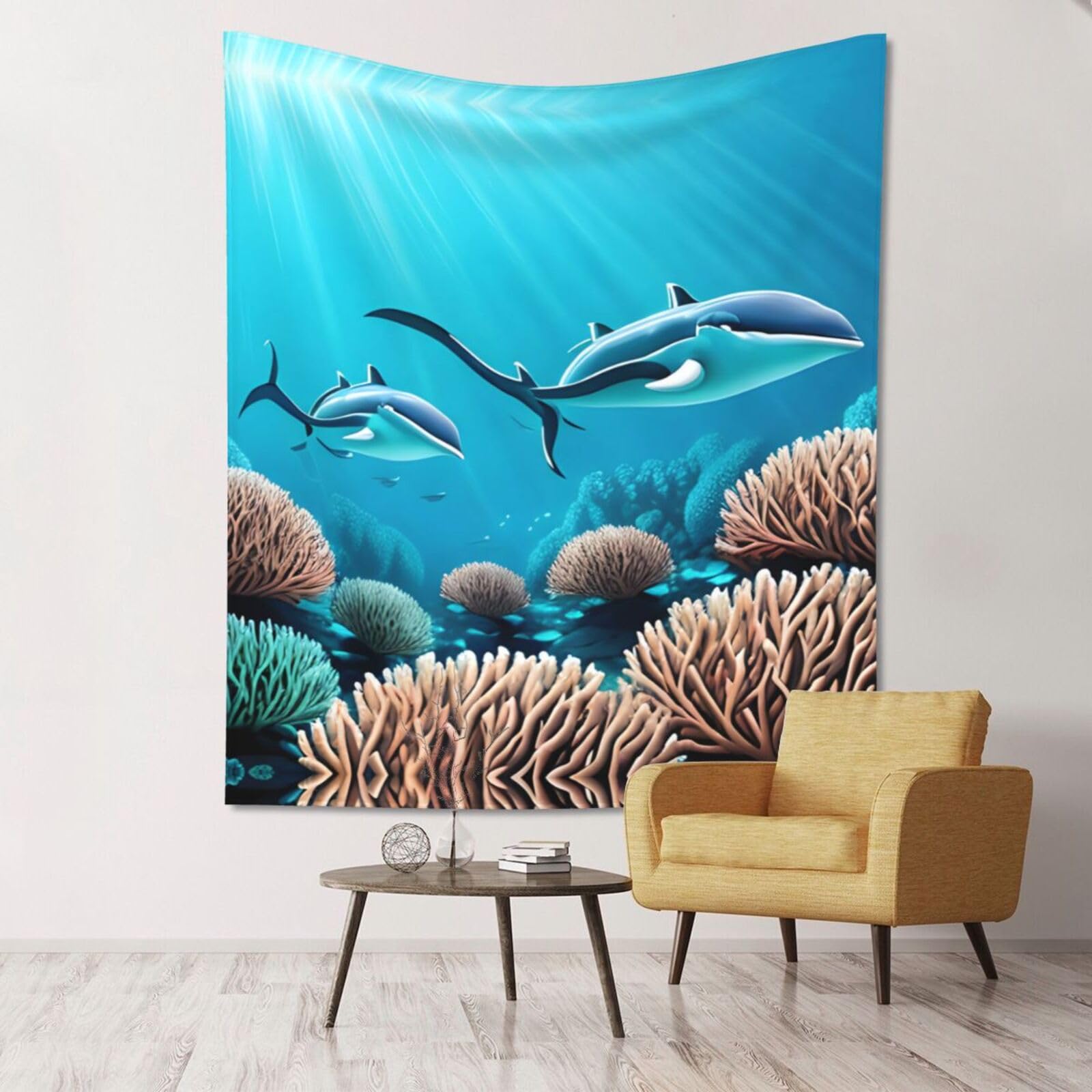 ZZYYDS Floral Wall Decor Tapestry Deep Sea Whales for Living Room Dormitory Home Decor Party Background, 60x51 Inch (Vertical)
