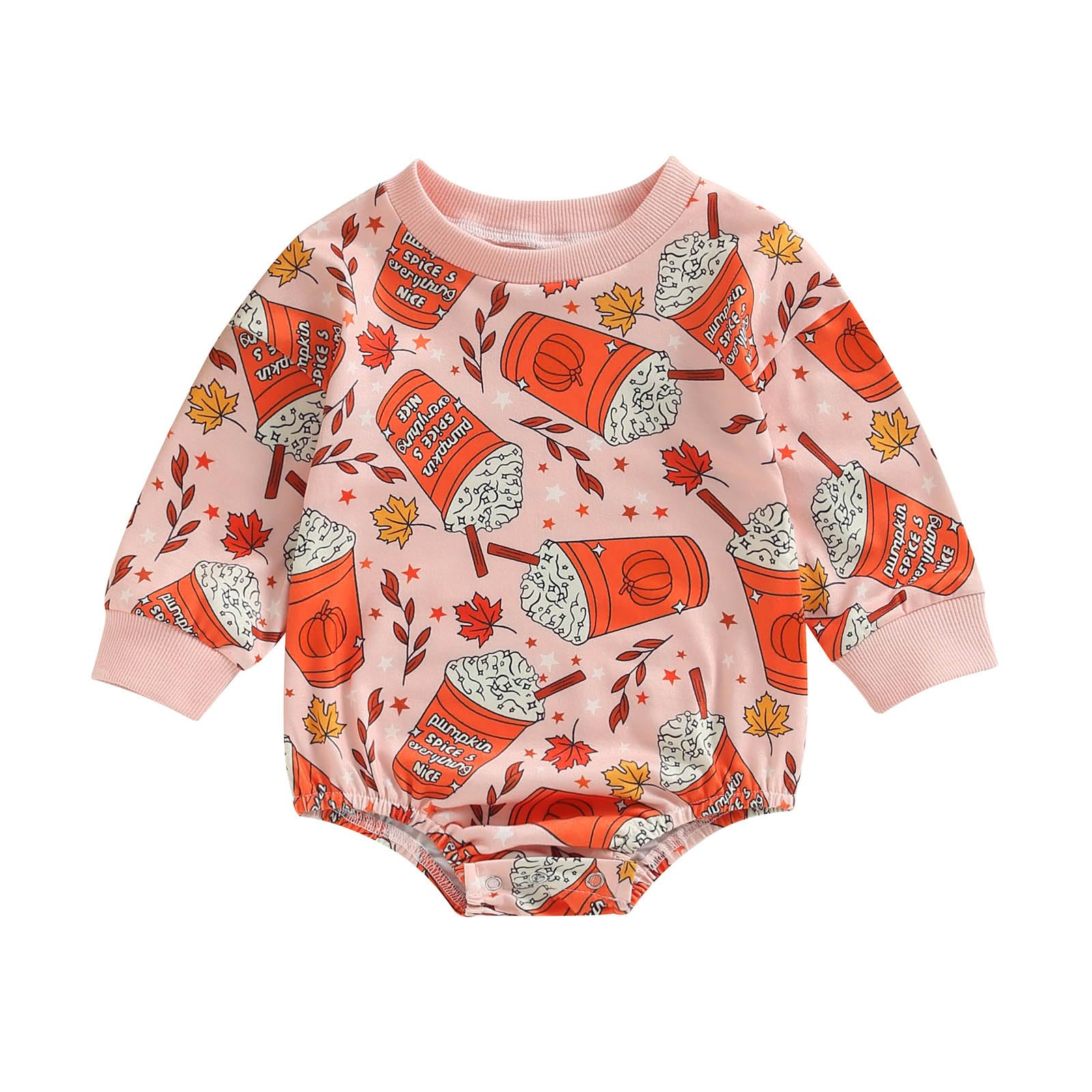 FOCUSNORM Halloween Newborn Baby Girl Outfit Pumpkin Sweatshirt Romper Long Sleeve Onesie Jumpsuit Infant Fall Winter Clothes