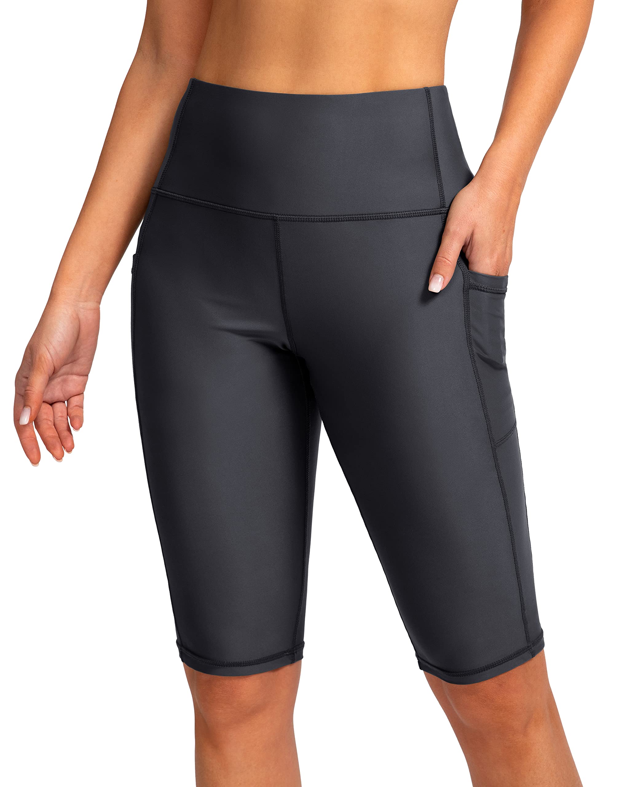 SANTINY Women's 8''/12'' High Waisted Swim Shorts with Pockets UPF50+ Long Board Swimming Shorts for Women with Liner