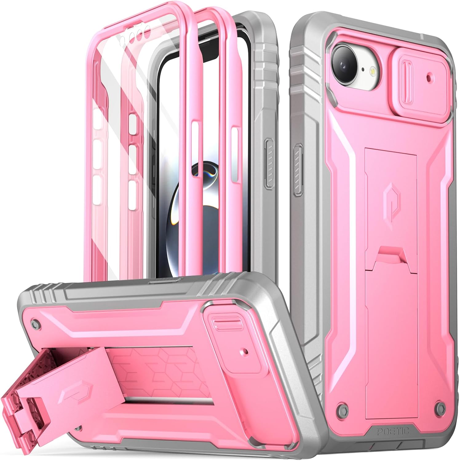 2 Pellicole In Vetro Temperato Con Strass Per IPhone 16e/17e – Protezione Obiettivo 9H HD, Rosa Brillante
