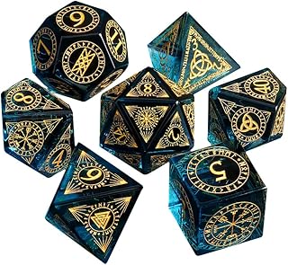 Set de Dados Multi-Facetas para Dungeons and Dragons - Dados de Juego de rol, Dados de Mesa (Cristal K9, Color Azul)