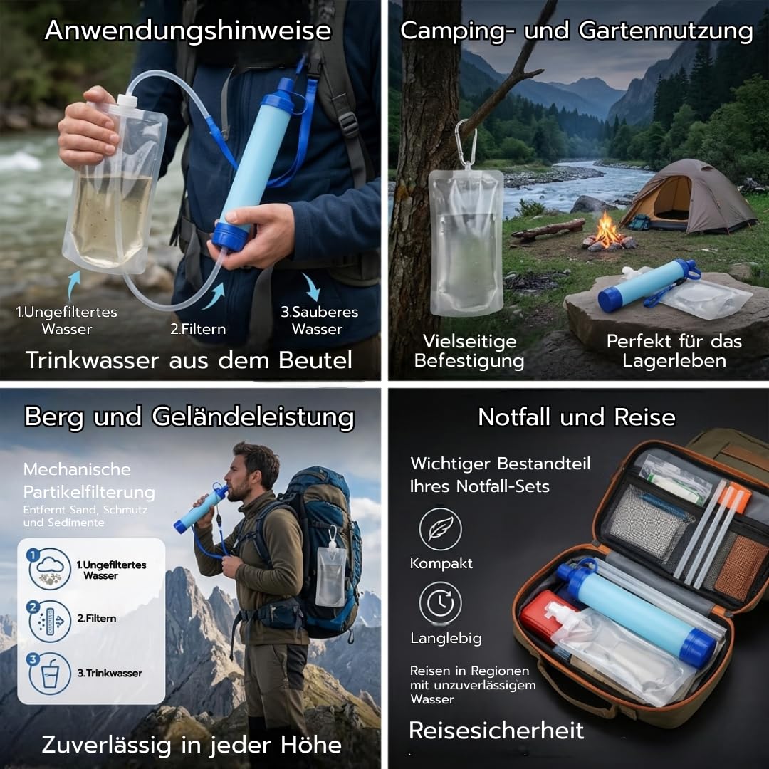 BLACKOUT Notfallset 317 Teile Survival Kit Stromausfall Prepper Ausrüstung mit Wasseraufbereitung Gaskocher Krisenvorsorge Camping Notfallrucksack Outdoor Notfallausrüstung Überlebensausrüstung