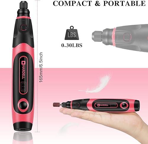 Miniatura 5 de HARDELL Herramienta rotativa inalámbrica de 4 V, kit de mini herramientas rotativas mejoradas de 18000 RPM con 74 accesorios, herramienta rotativa