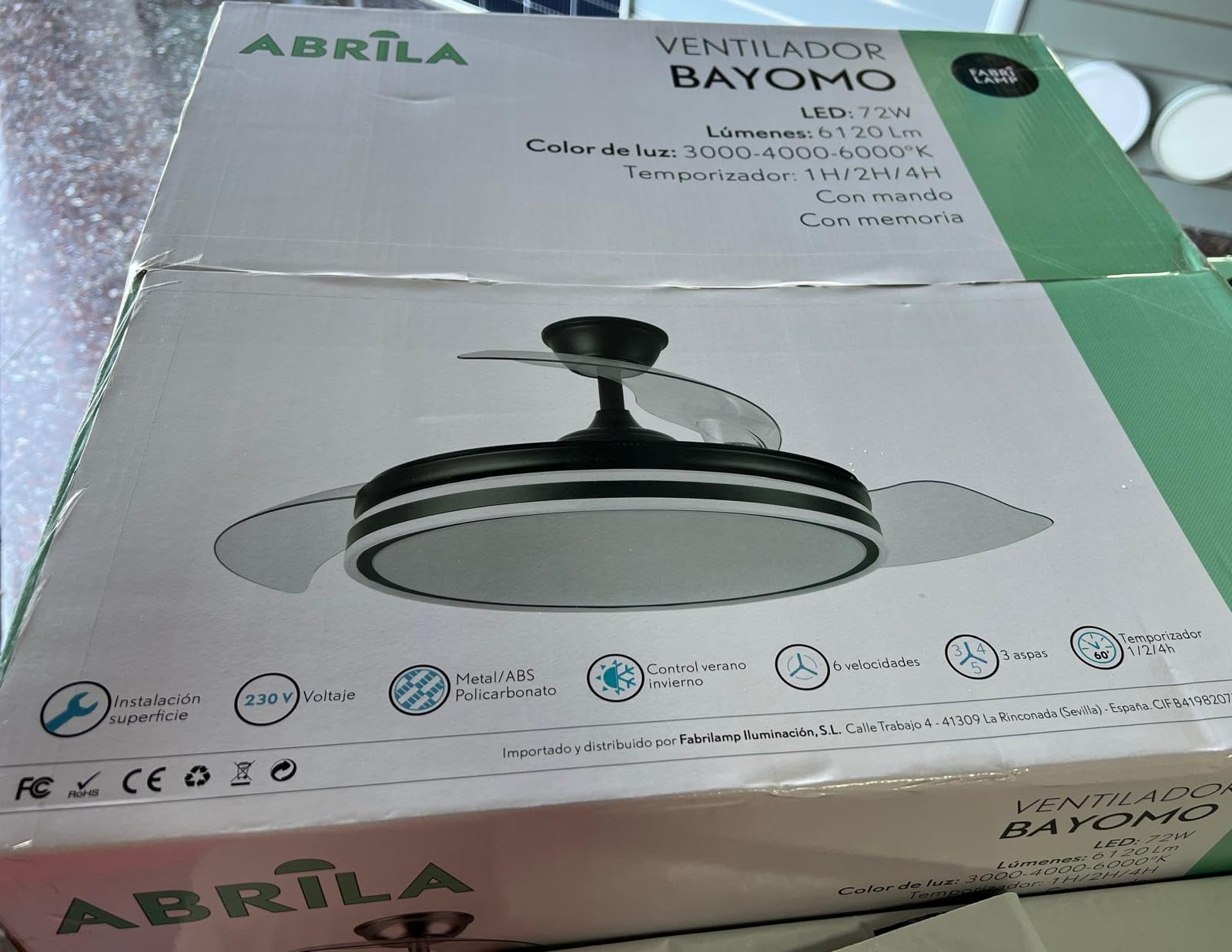 Fabrilamp Ventilador Bayomo Cuero 3 Aspas Motor DC