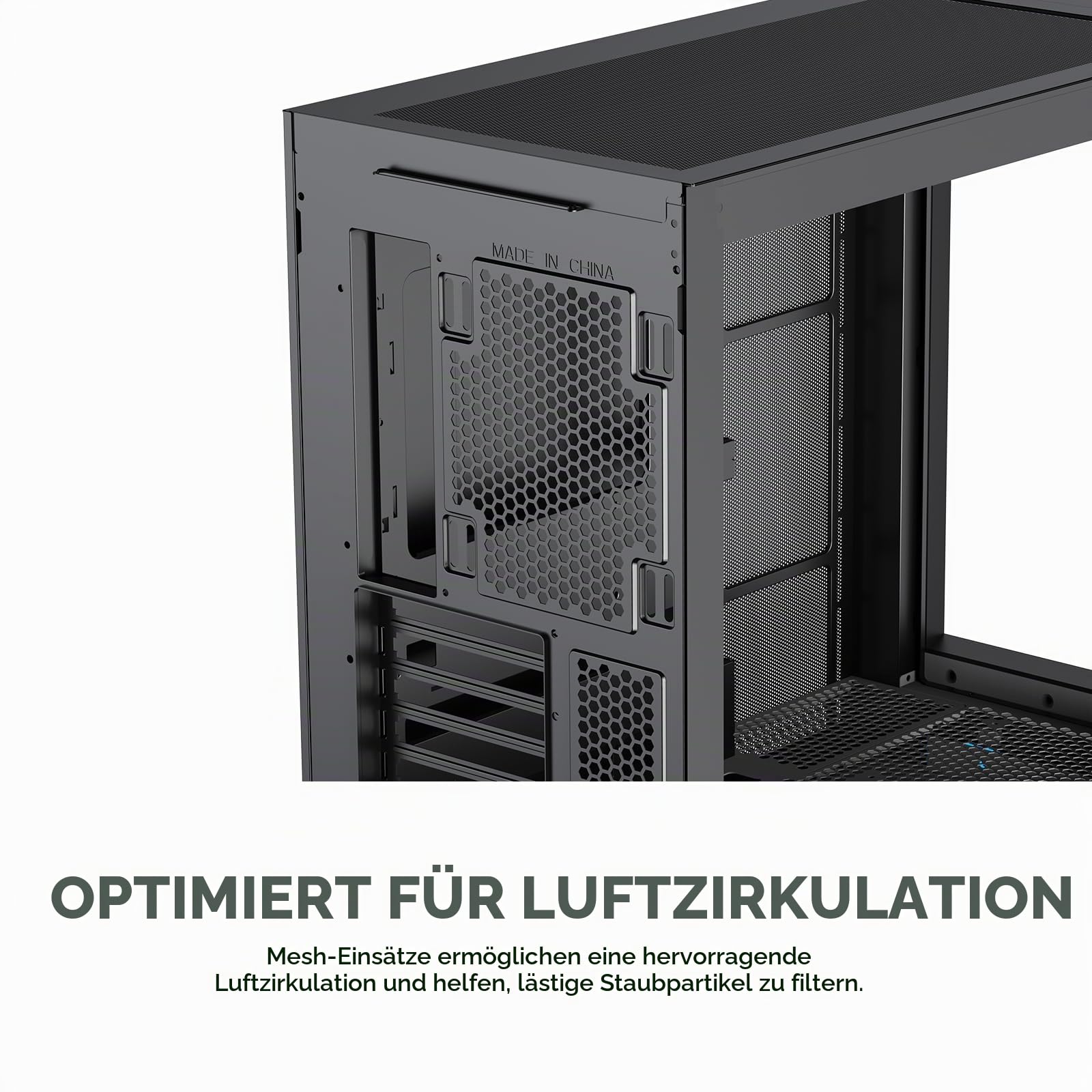 TZMRIT AC-02 PC Gehäuse mit 5.5INCH LCD Display,Mittelturm ATX-Computergehäuse mit Panorama-Doppelglas (Black)