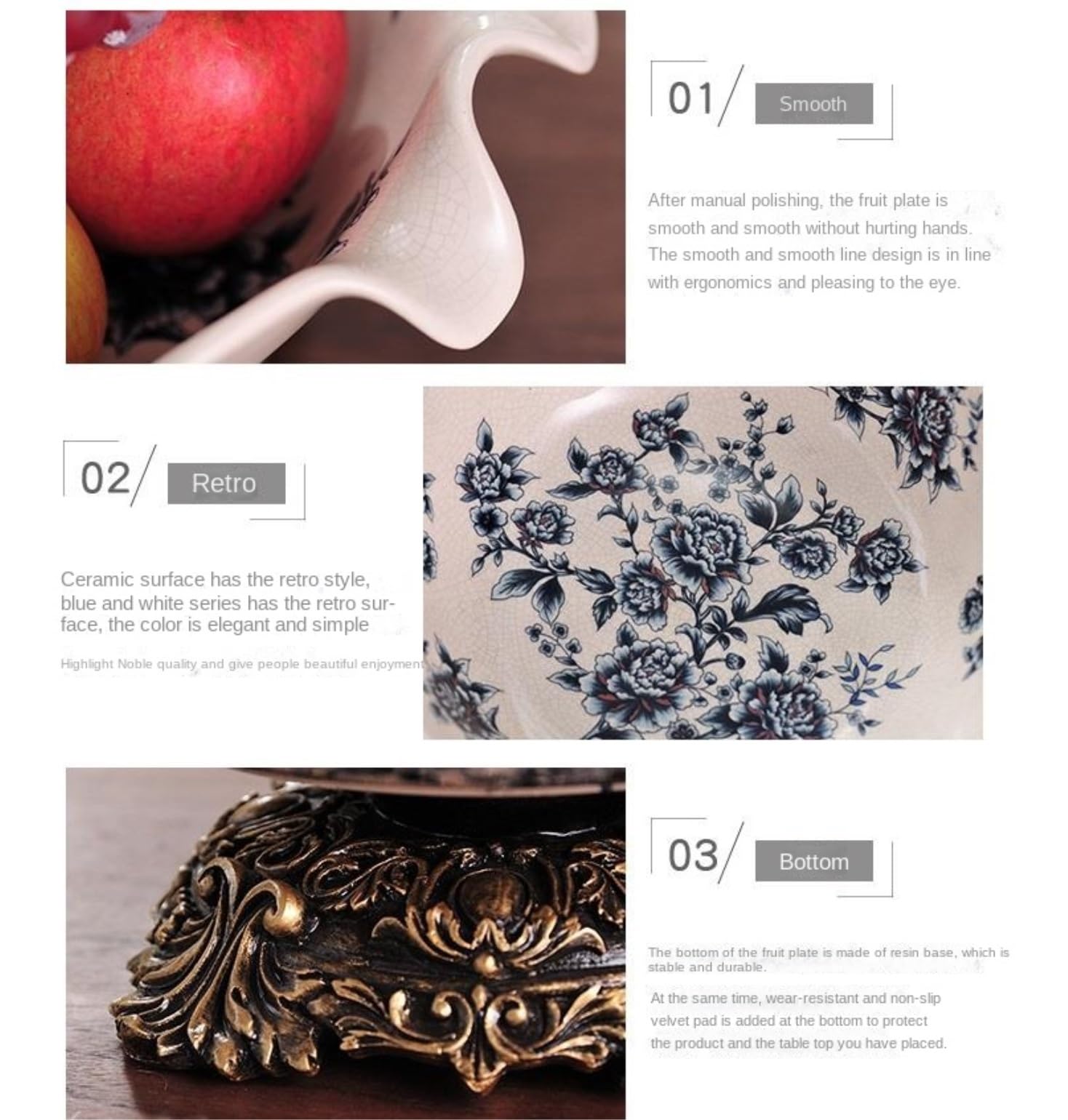 Kosz na Owoce Etażerka na Owoce Miska na Owoce Ceramiczna Miska Na Owoce Dekoracyjna Miska Na Cokole Na Stół Vintage Miska Na Owoce Z Podstawą Z Żywicy Patera na Owoce