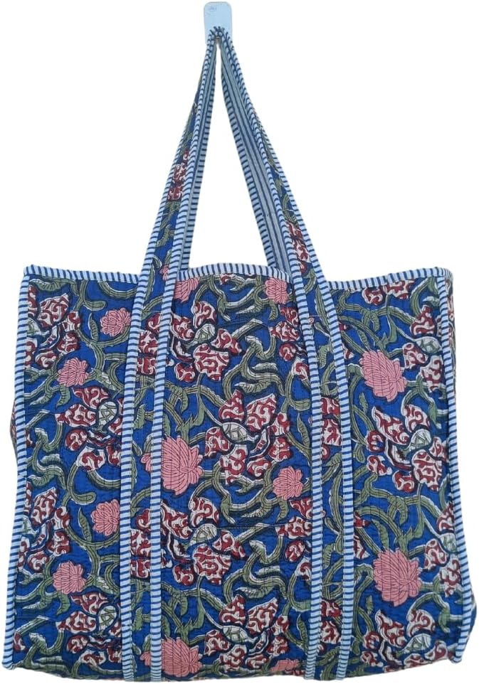 RAJBHOOMI HANDICRAFTS Women’s 100% Cotton Lightweight Shoulder Tote Bag with Interior Poeckt Casual Handbag for Women