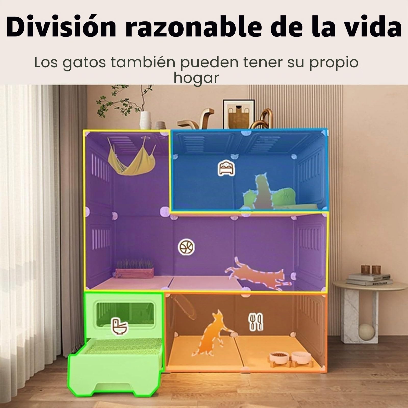 Jaulas Grandes Para Gatos De 3 Niveles Para Interiores Con Caja De Arena Condominio Cerrado Multifunción Armario For Gatos, Para Interiores Y Exteriores, White-106 * 46 * 106