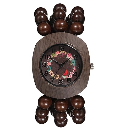 OIDEA Bracelet Watches with Wooden Beaded Band: Bohemian Arabic Numerals
