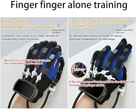 Rehabilitation Robot Gloves,Finger Orthosis,Stroke Hemiplegia Rehabilitation Training Equipment,for Hand Function Recovery(Size:XXL,Color:Blue left hand)