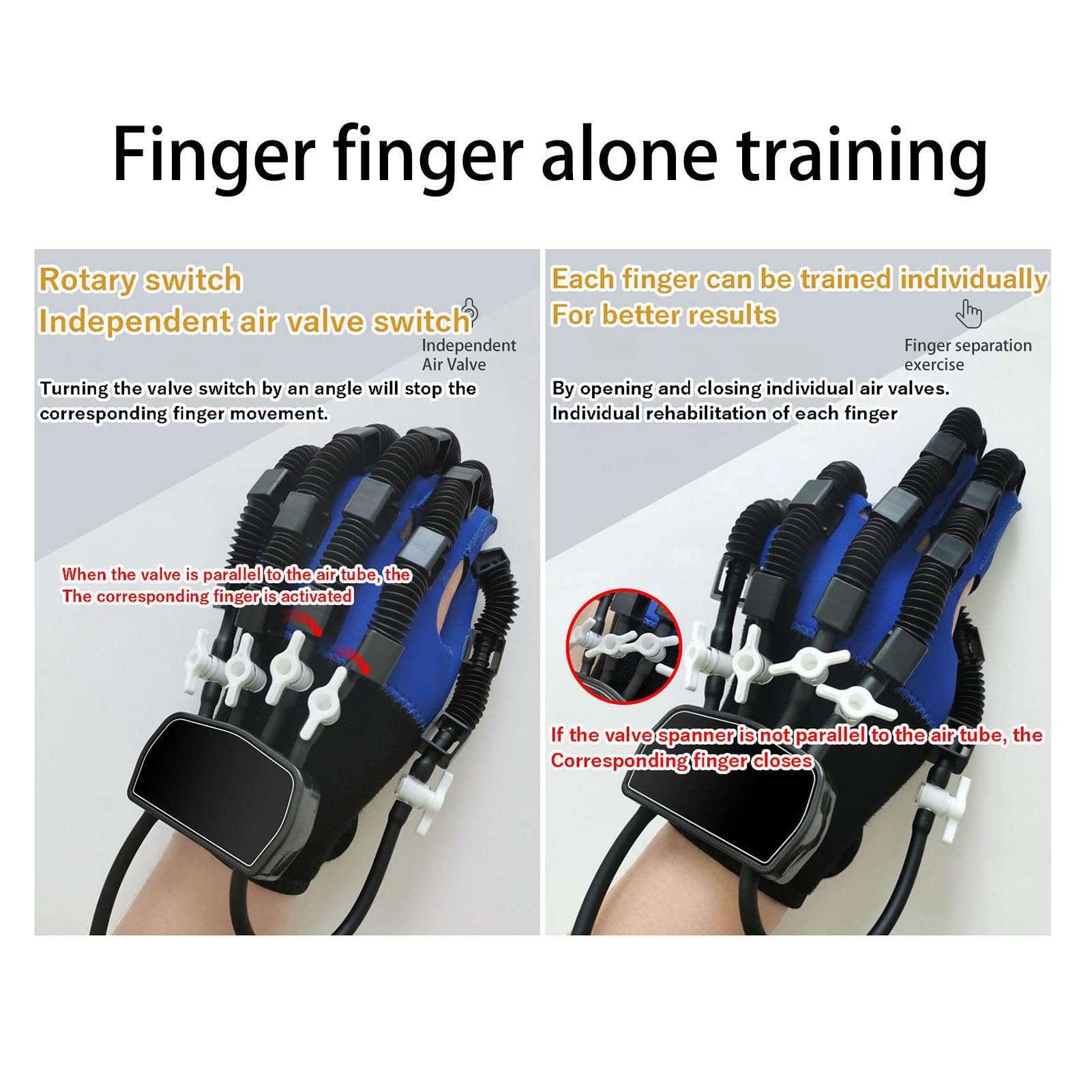 Guanti Robot Per Riabilitazione, Ortesi Per Dita, Attrezzatura Per Allenamento Per La Riabilitazione Dell'emiplegia Da Ictus, Per Il Recupero Della Funzione Della (Size:L,Color:Mano destra blu)
