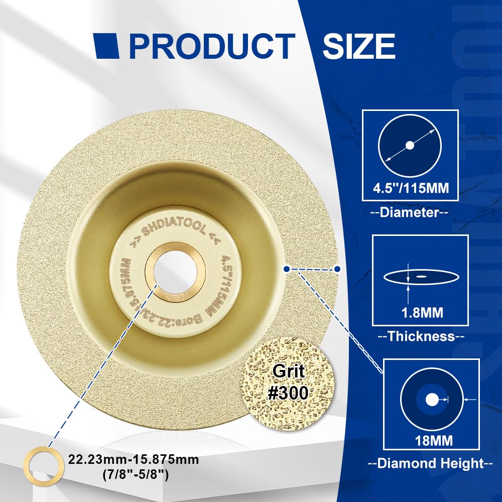 SHDIATOOL Disco de corte de diamante de 4-1/2 pulgadas – Azulejo de porcelana de 115 mm, hoja de corte de mármol y cerámica para amoladoras angulares y sierras circulares – Rueda de molienda de corte