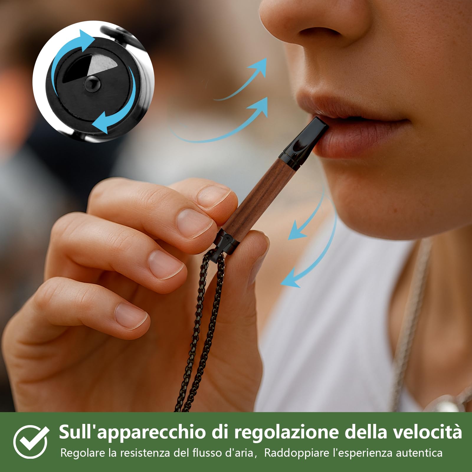 Set Collana Ausiliaria Per Smettere Di Fumare, Con 15 Filtri. Resistenza dell'aria regolabile, Collana Respiratoria Antistress Senza Nicotina, Calma l'umore Tramite la Respirazione.