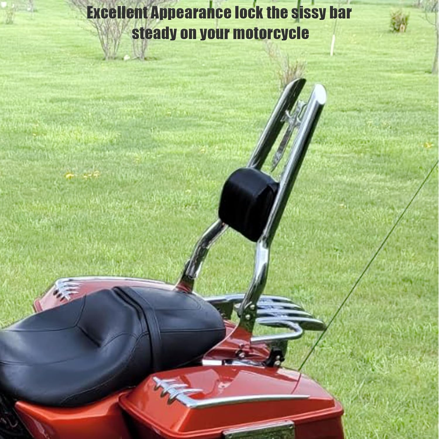 Detachable 29" Height Sissy Bar Passenger Backrest Rear Pad Compatible for Harley Touring 97-08 Road King Street Glide Road Glide Electra Glide Equipped with Required Docking Kits Chrome