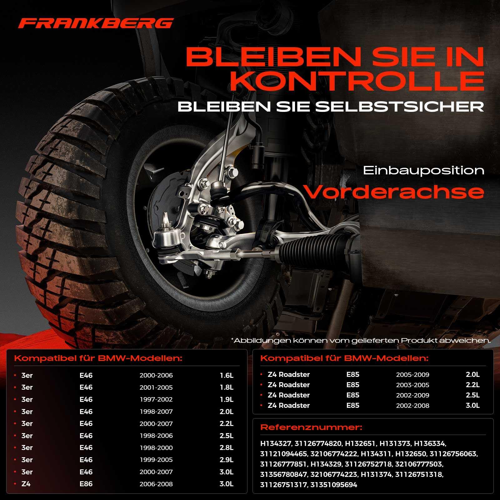 Frankberg 8-teilig Querlenkersatz Vorne Kompatibel mit 3er E46 316-330 1998-2005 Querlenker 3er Touring E46 316-330 1995-2005 Koppelstange Z4 Roadster E85 2003-2009 Replace# 32106777503