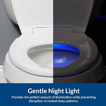 Bemis Radiance Heated Night Light Toilet Seat, Slow Close Adjustable Fit Long Lasting Plastic Seat, Round, White