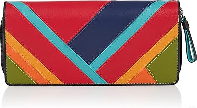 VISCONTI 100% Genuine Leather Women's Wallets RFID Protection with Extra Security Button Bifold Coin Purse – Rainbow & Clara, multi-coloured, Modern