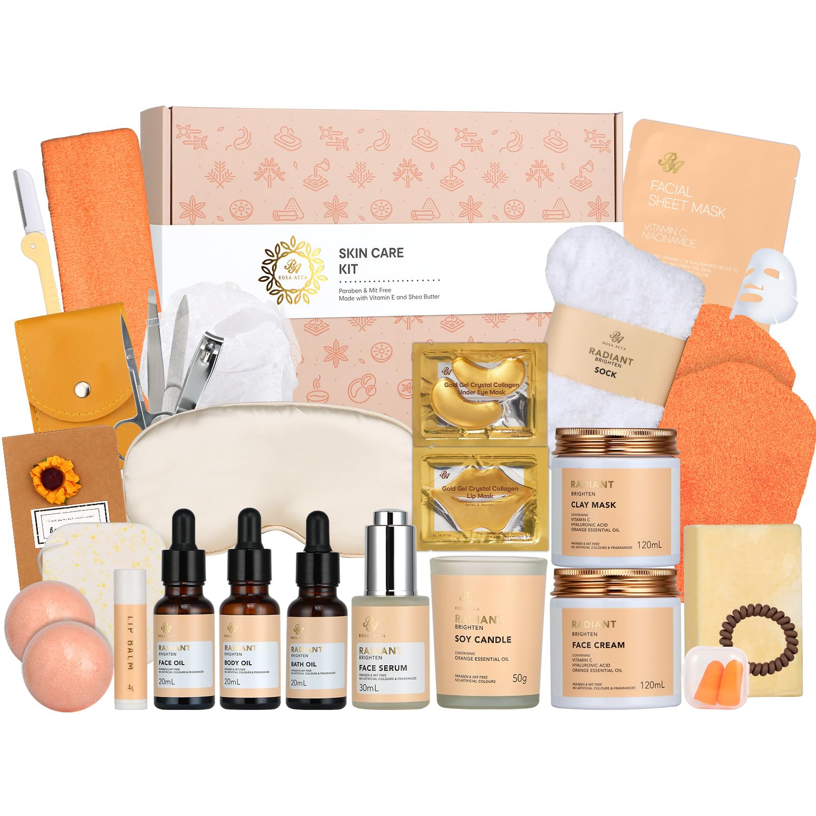 30 pcs Valentines Day Gifts for Women & Men, Hydrating Skin Care Set, Facial Kit at Home, Self Care Pamper Set, Birthday Gift, Spa Gift Baskets, Serum, Face Cream, Bath Bomb, Mothers Day, Christmas