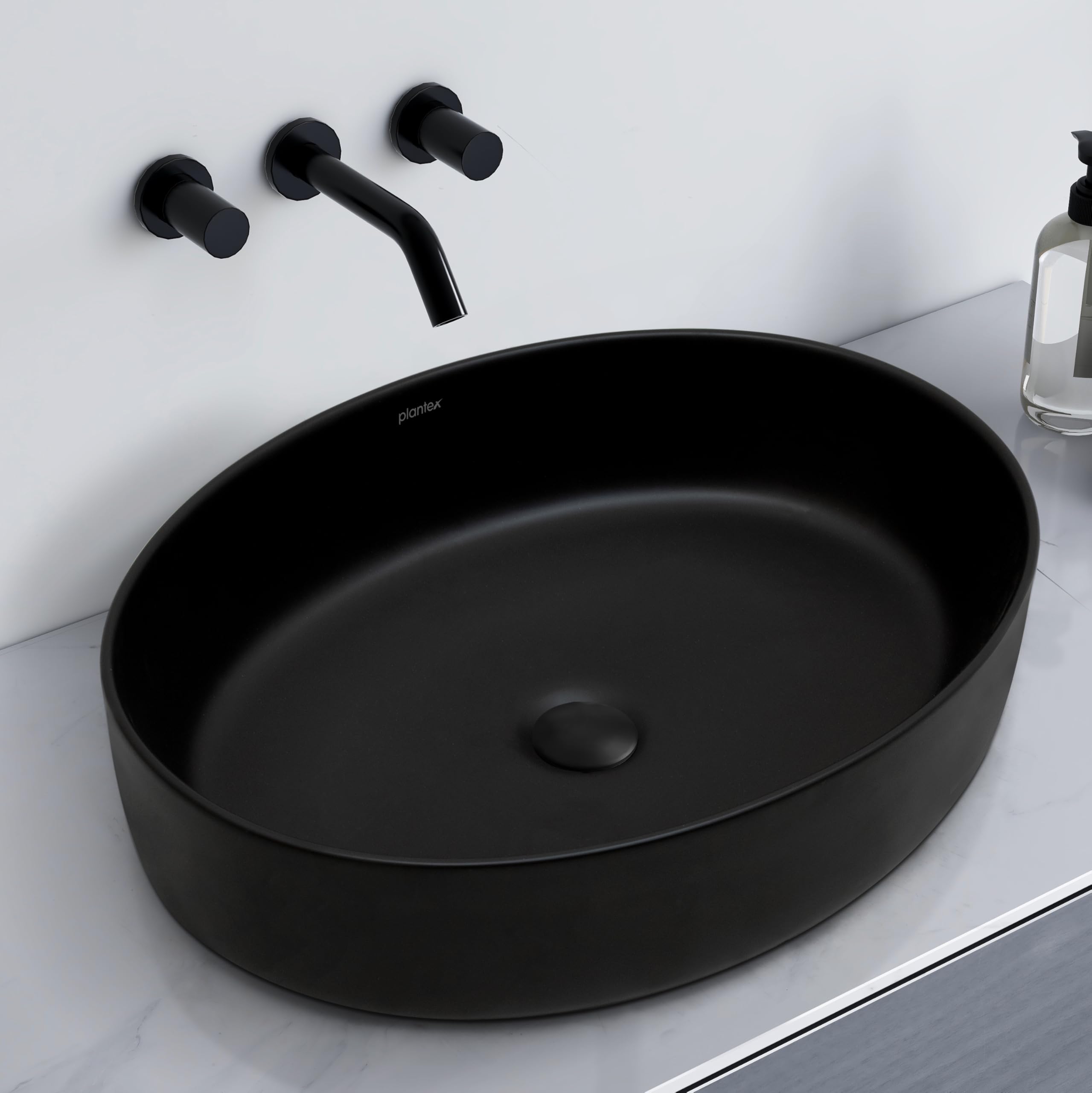 Plantex Ceramic Washbasin for Bathroom/Countertop Bathroom Basin/Oval Tabletop Wash Basin for Office/Restaurant (Charcoal Black - 21.5 x 16 x 5 Inch)-image-26