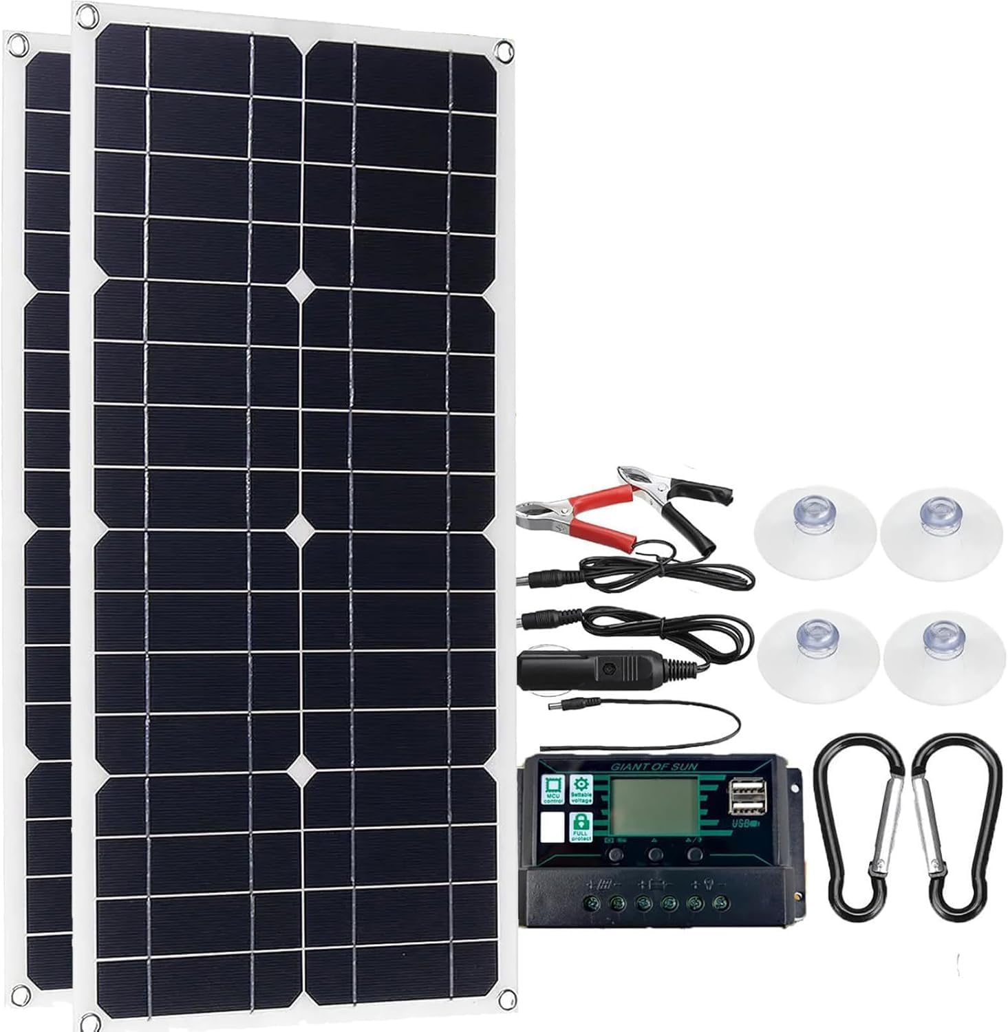 Zestaw Paneli Słonecznych Aswpak 40w 80w, Monokrystaliczny Panel Słoneczny, Podwójne Porty Usb, ładowanie Baterii 5 V / 12 V, Na Kemping, W Podróży, 80w, 30A