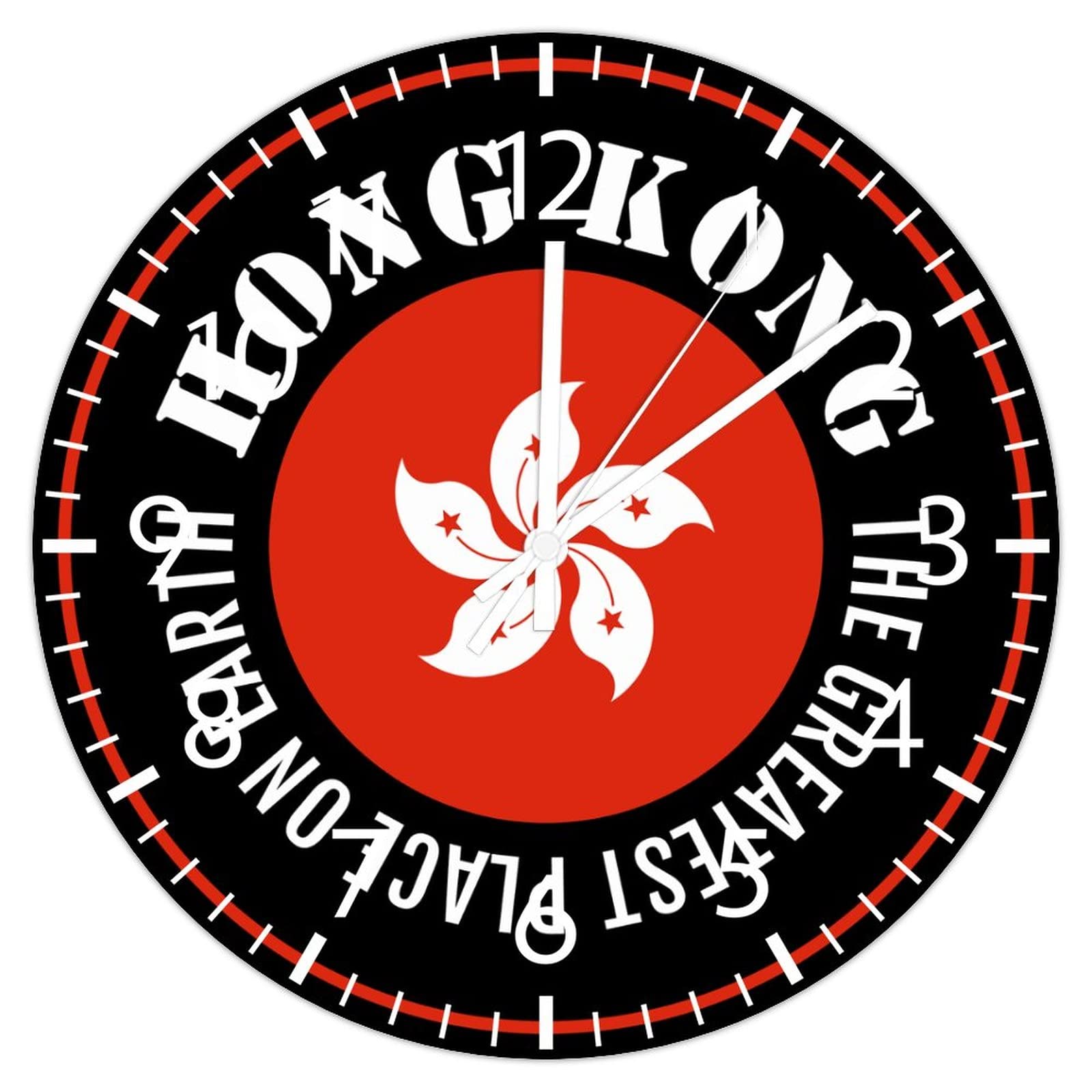 Horloge ronde en PVC Hong Kong de 30 cm silencieuse pour salon