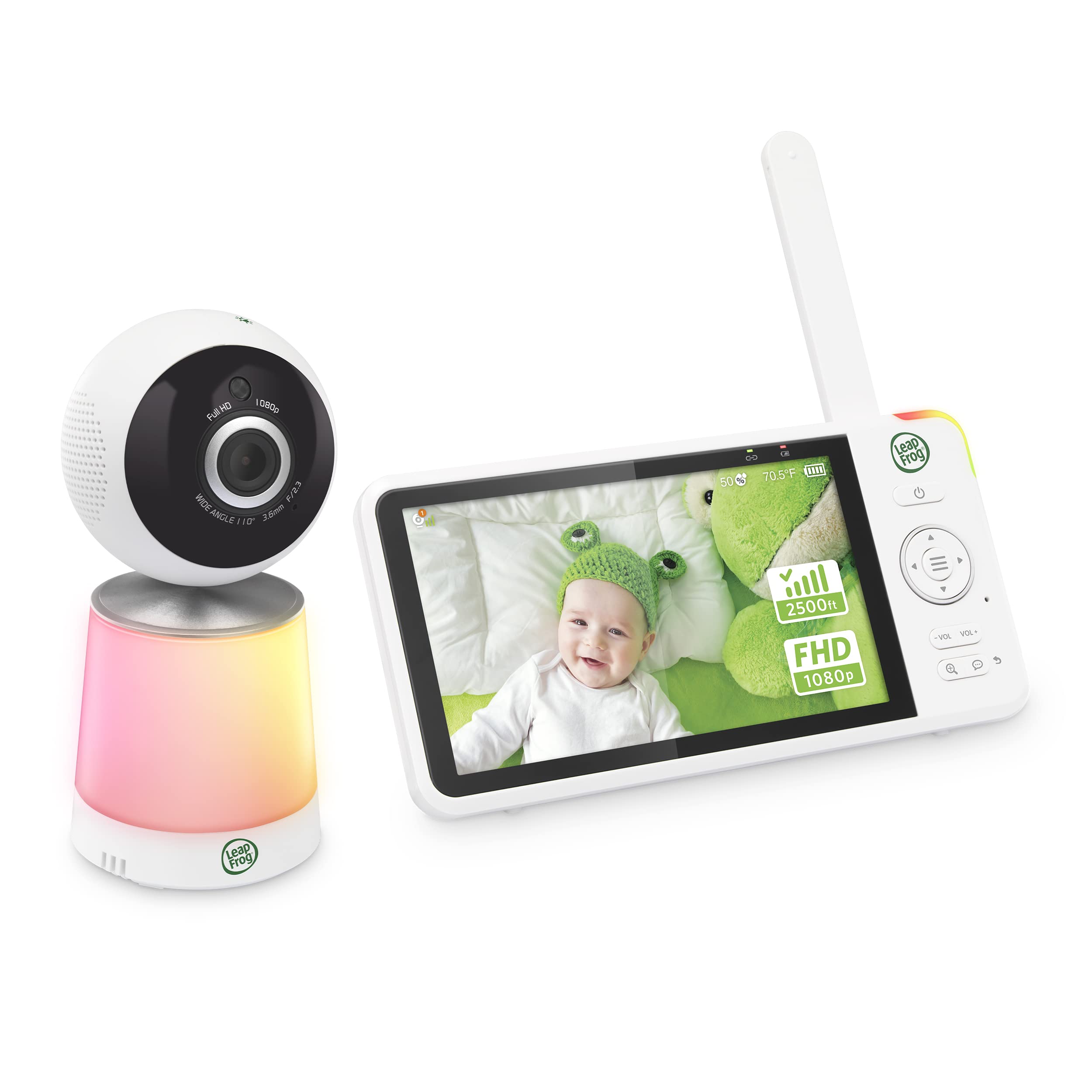 LeapFrog LF1726FHD 5.5" 1080p FHD Display Video Baby Monitor with up to 2500 ft range, 360 Pan & Tilt, 4X Zoom, Color Night Light, Color Night Vision,Soothing Sounds,Secure Transmission,Smart Sensors