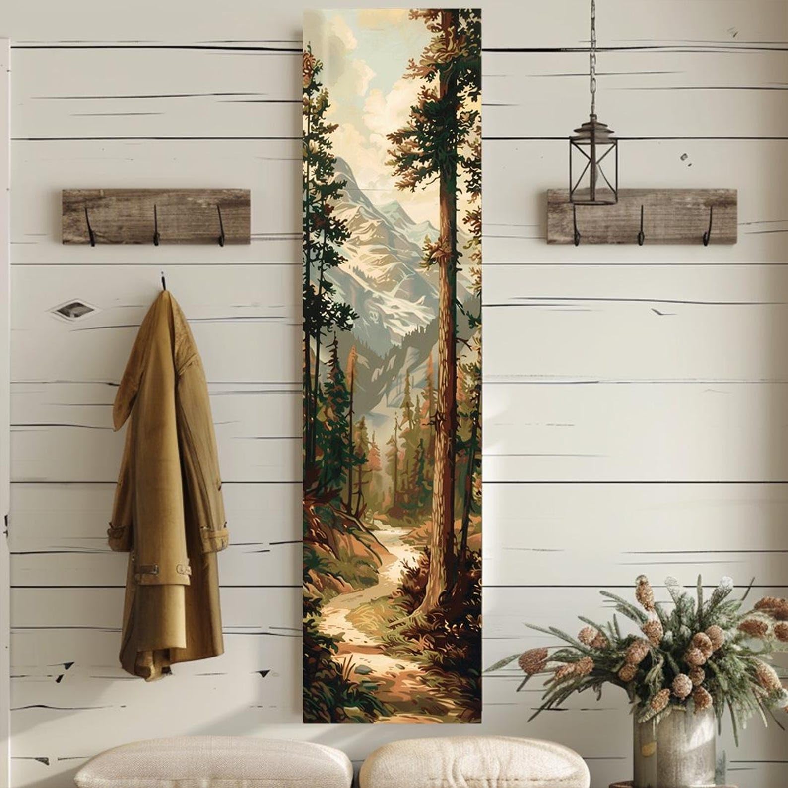 XINBAO Long Narrow Wall Art, Tall and Thin Canvas Wall Art, Nature Wall Art, Vertical Wall Art, Lotus Wall Art Painting(70x210cm/Frameless)