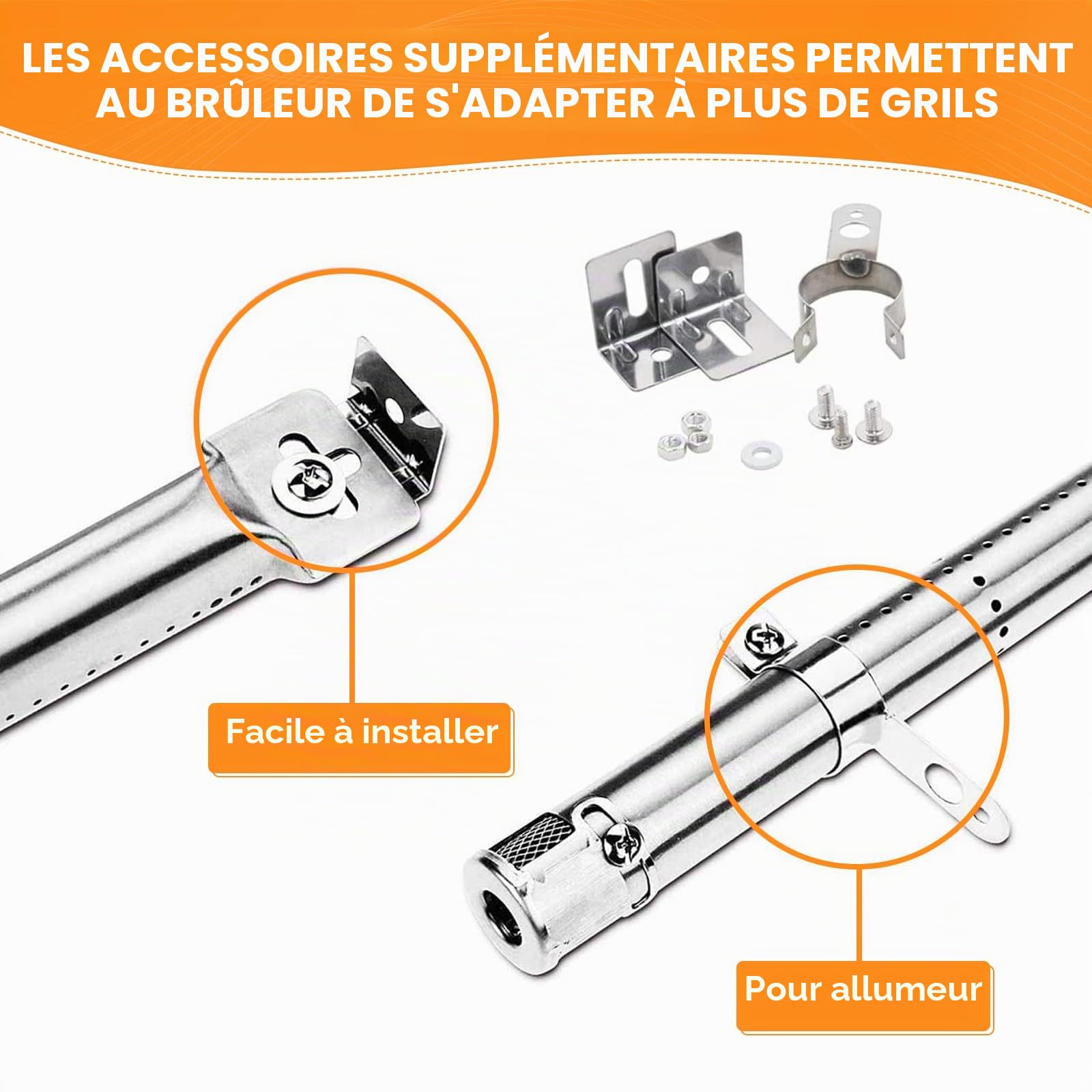 GFTIME Universal 31 à 44 CM brûleur et 30 à 72 CM Plaque chauffante pour Char-Broil, Landmann, Barbecook Siesta, Rösle Vision, Outback Spectrum, Campingaz, Nok 4, pièce de Rechange réglable, 4 Paquet