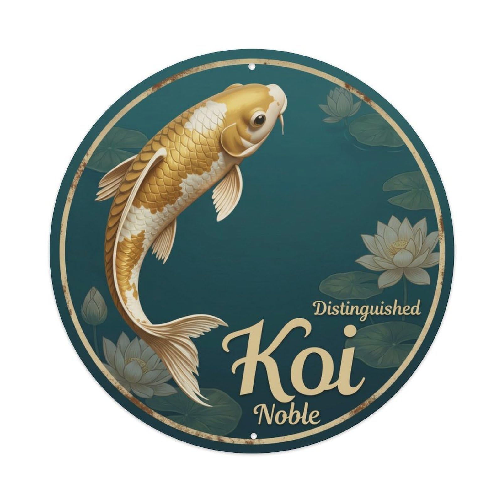 Tgrcjimh Style Metal Tin Sign Koi Fish Refined Japanese Vintage Ukiyo-E Print