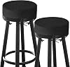 Bar Stool Cushions Round 3 Thick Round Seat Cushions for Chairs 2 Pack Non Slip Bistro Chair Pads with Machine Washable Cover 12 Inch, Black