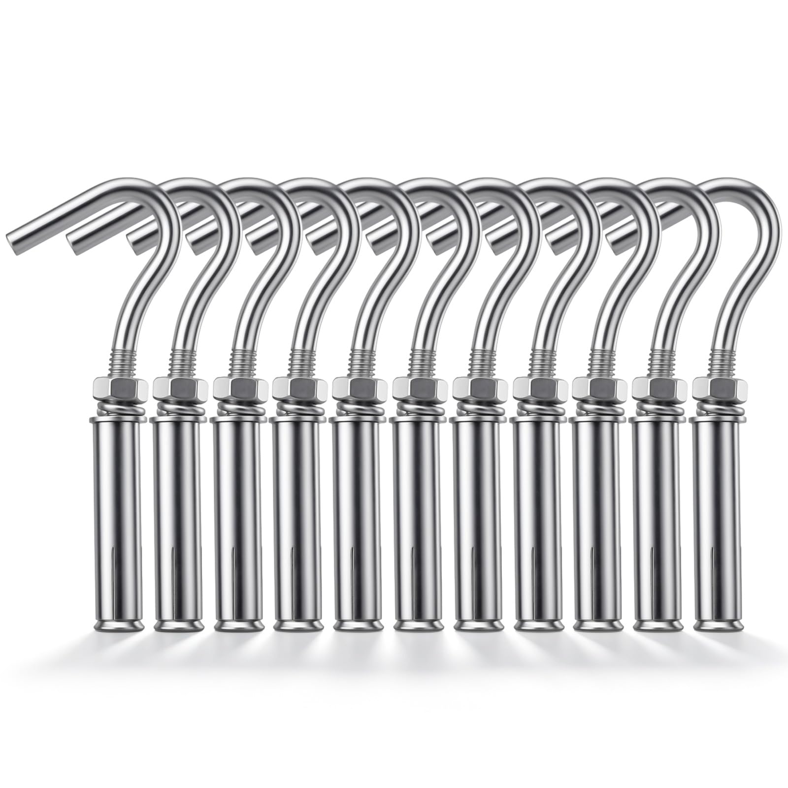 Hicarer 10 Pack Concrete Wall Hooks M6, 304 Stainless Steel Expansion Bolt