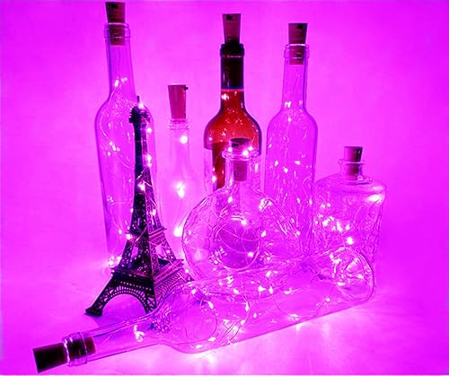 Miniatura 3 de Luces de botella de vino con tira de luces de corcho, funciona con pilas, 20 luces LED rosadas, decoración de fiesta para boda, Navidad, Halloween,