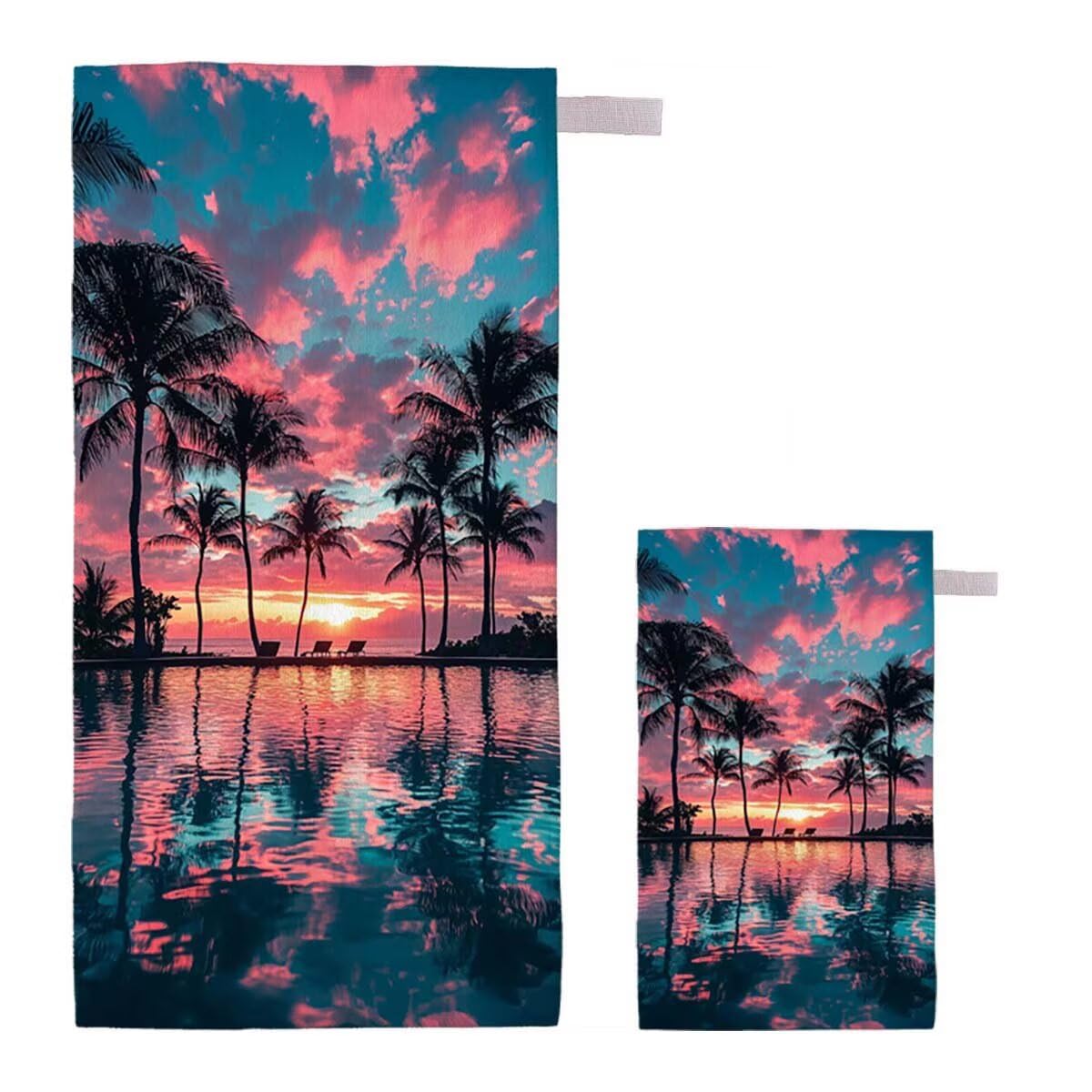 Toalla de Playa Grande 220x100cm/35x70cm, Juego de 2 Toalla Microfibra XXL de Antiarena, Toallas Playa Suave Ligera, Absorbente Secado Rápido, Beach Towel Viaje, Regalo Mujer Hombre (Paisaje) I-76