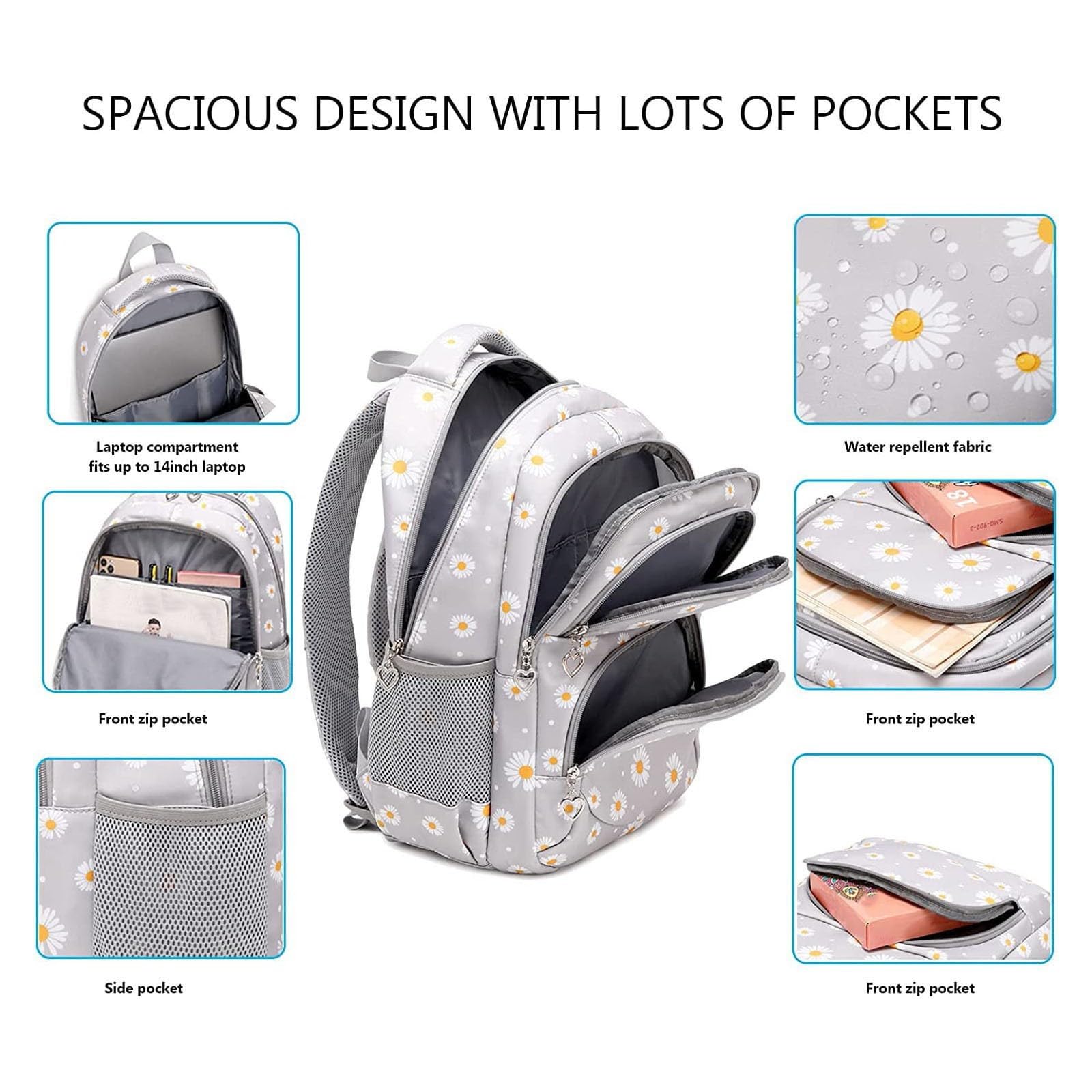 Zaini da nuoto per nuotatori zaino con stampa per bambini con astuccio per il pranzo 3 borse leggere per libri per scuola media per bambini unisex