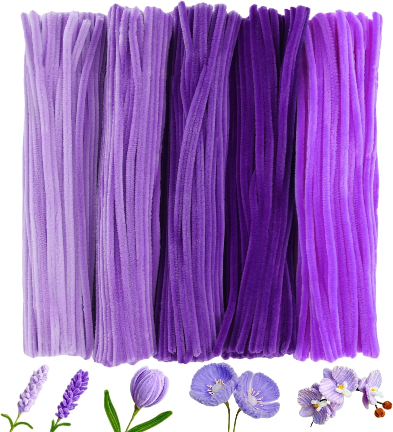 FVIEXE 1500PCS Pipe Cleaners, Pipe Cleaners Craft Supplies, Purple Color Chenille Stems Pipe Cleaners Bulk Fuzzy Sticks for DIY Arts Crafts Project Decorations