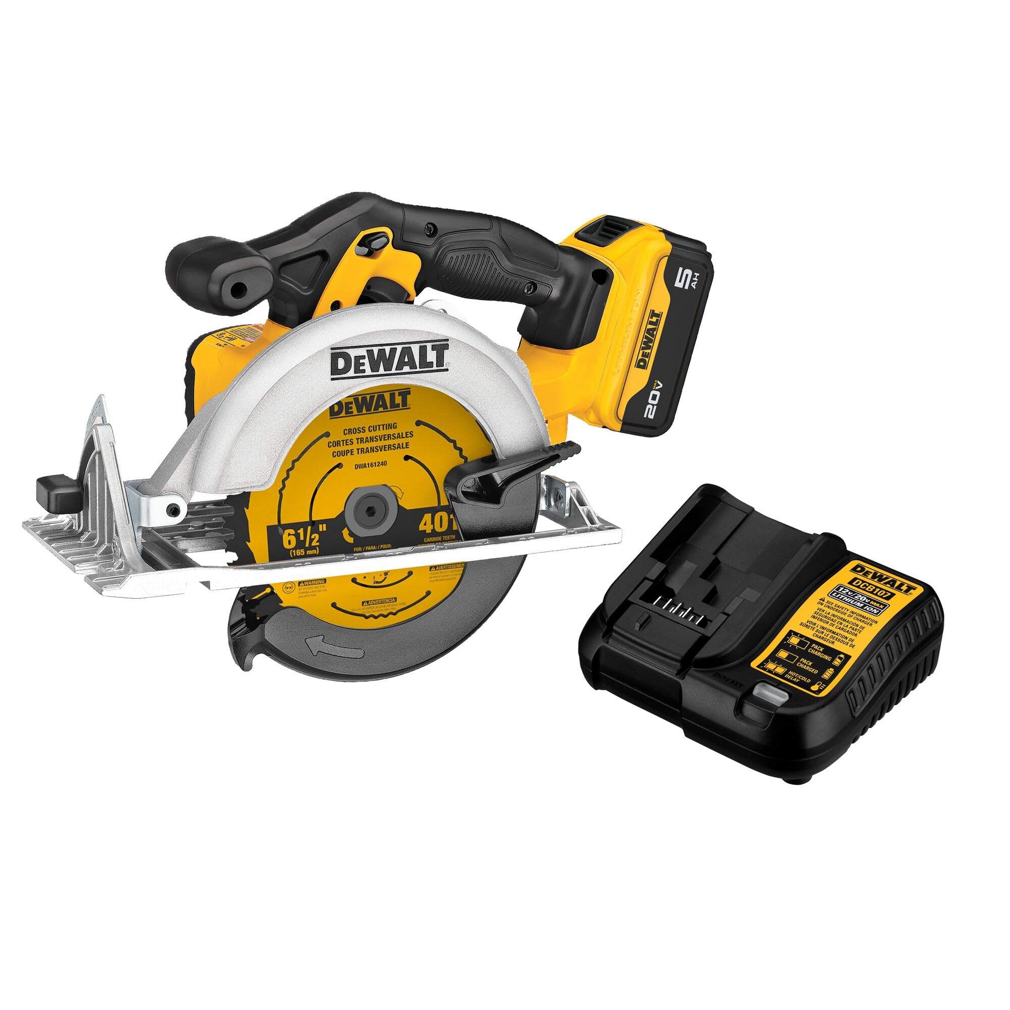 20V MAX 6-1/2-Inch Circular Saw Kit, with 5.0-Ah Battery and Charger (DCS391P1)