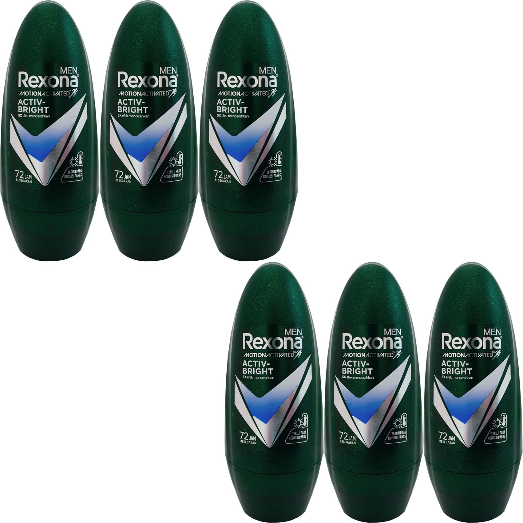 Rexona Men's Antiperspirant Deodorant Roll On Activ-Bright Active Bright 1.6 fl oz (45 ml) x 6 Packs