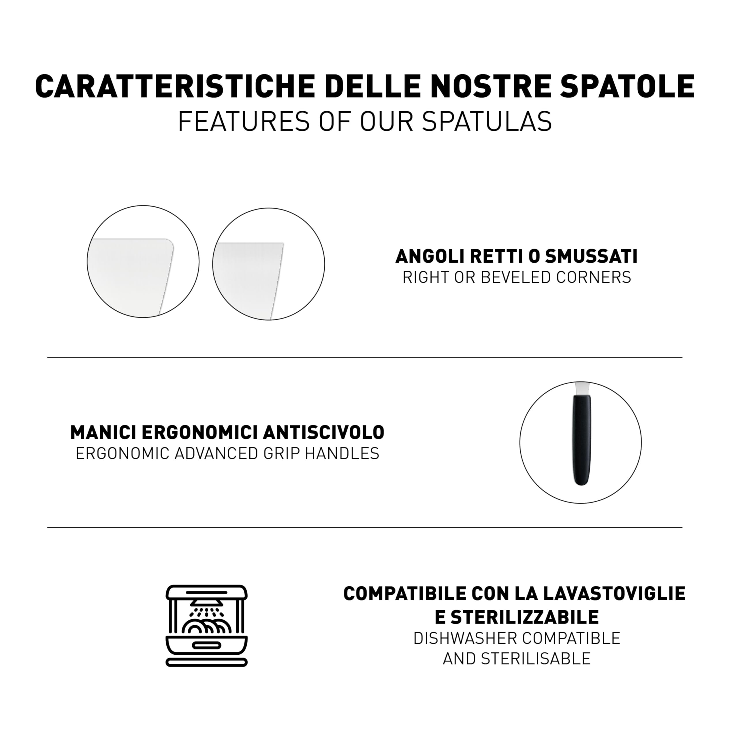 Ambrogio Sanelli - Linea Supra - Spatola di precisione retta cm 12 in Acciaio Inox di alta qualità e Manico Ergonomico in SEBS, Attrezzatura Professionale per Chef, Pasticcieri e Panificatori.
