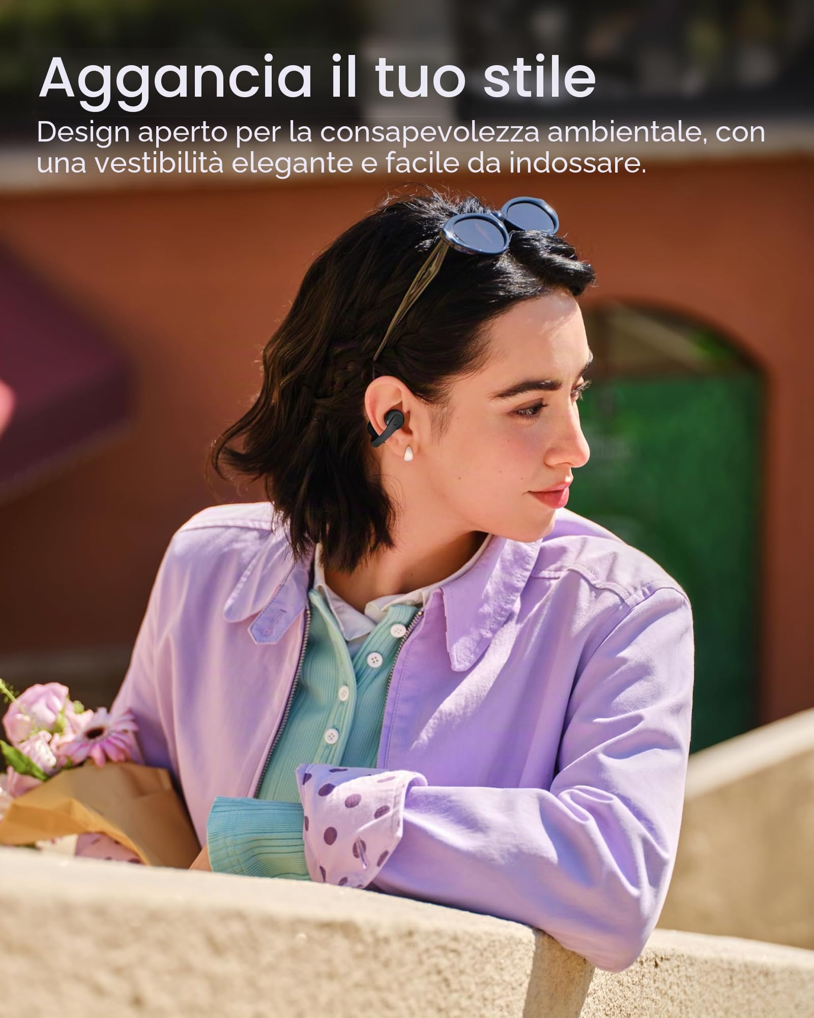 SHOKZ OpenDots Air cuffie open-ear clip-on, ultraleggere 6,3 g - Nero | bassi profondi, vestibilità sicura, 36 h di riproduzione, Bluetooth 6.1, riduzione rumore AI, IP55