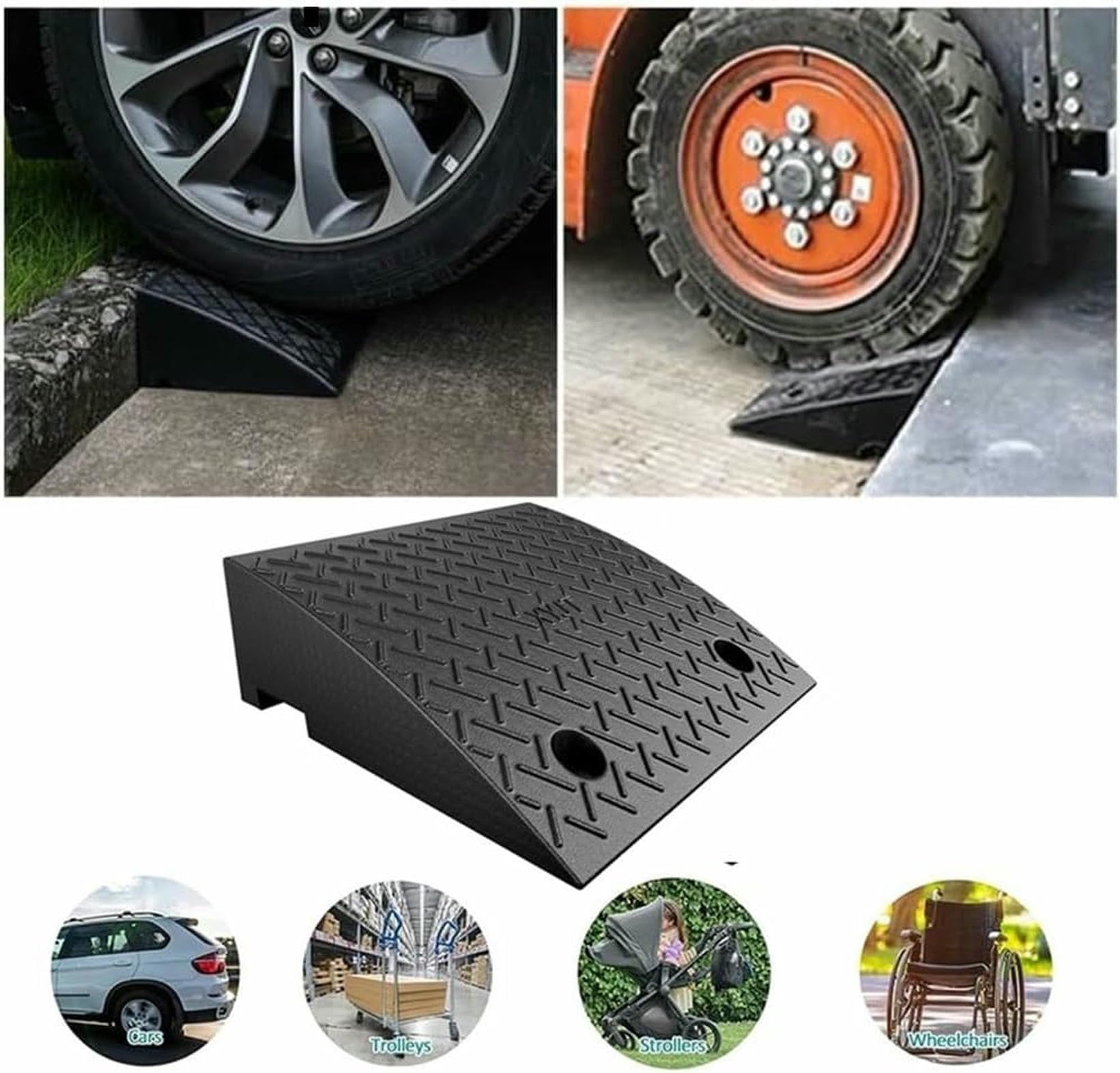 Rampa di Soglia Portatile, Rampa di Gomma, Rampe Auto Pesanti, Rampe Marciapiede per Auto, Sedia A Rotelle, Bicicletta, Strada, Garage (9 Cm / 3,5 Pollici)