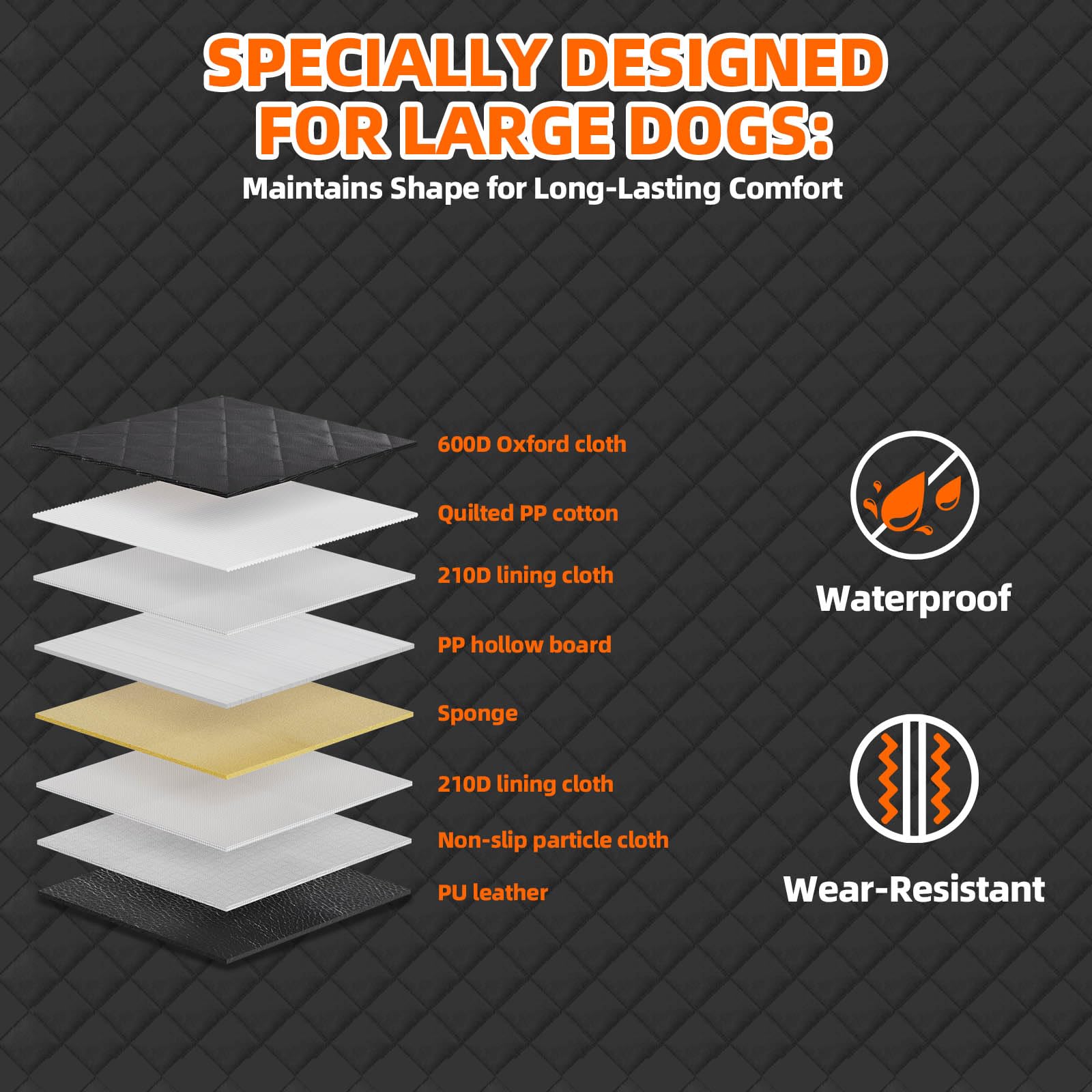 Dog Car Seat Cover-Large Space,Back Seat Extender for Dogs,Car Seat Protector,Car Seat Cover Hard Bottom Holds 400 lbs,Upgraded Material Waterproof Pet Car Bed Dog Hammock for Car, SUV,Truck - image 3