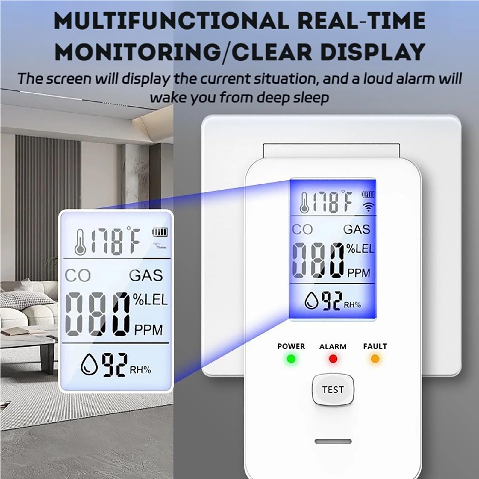 2026 New Steadfast Haven Pro Detector,4-in-1 Plug in Detector with HD Digital Display, for Home, Kitchens, Hotel (4*White) — view 5