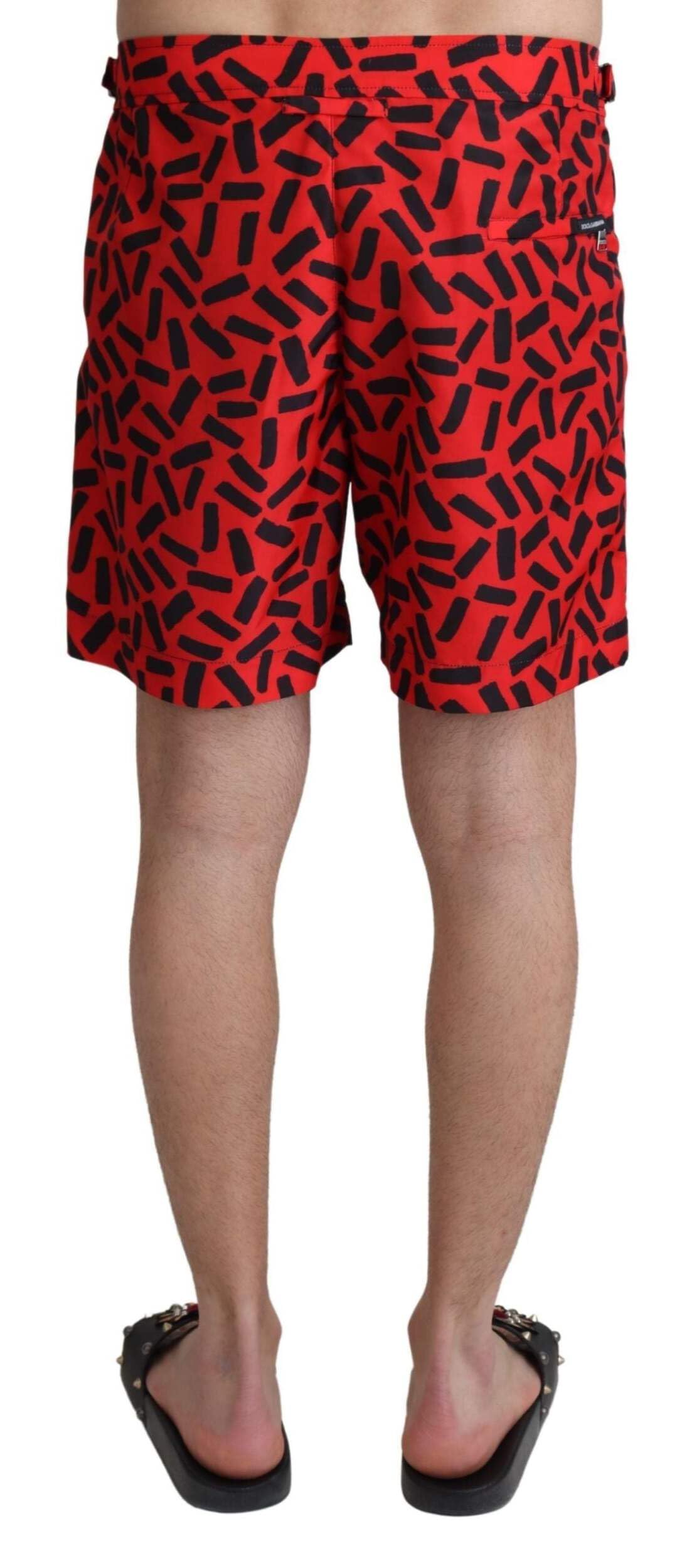 Dolce & Gabbana Czerwone wzorzyste spodenki plażowe stroje kąpielowe