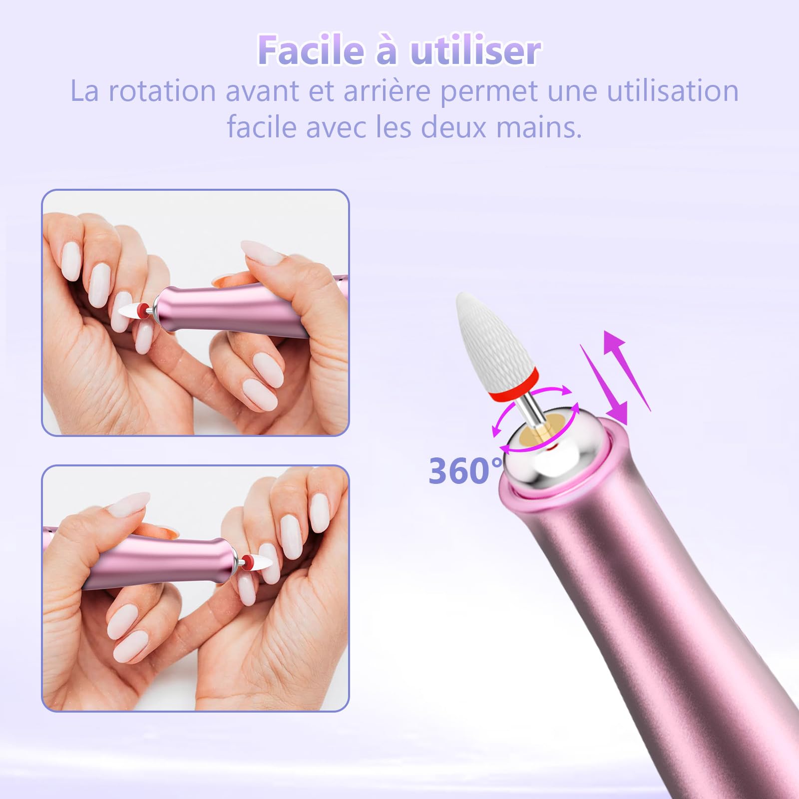 Ponceuse pour ongles électrique professionnelle 35000 tr/min sans fil – Lime à ongles électrique pour gel & acrylique, manucure & pédicure, écran LCD, USB-C, 12 embouts + 36 bandes