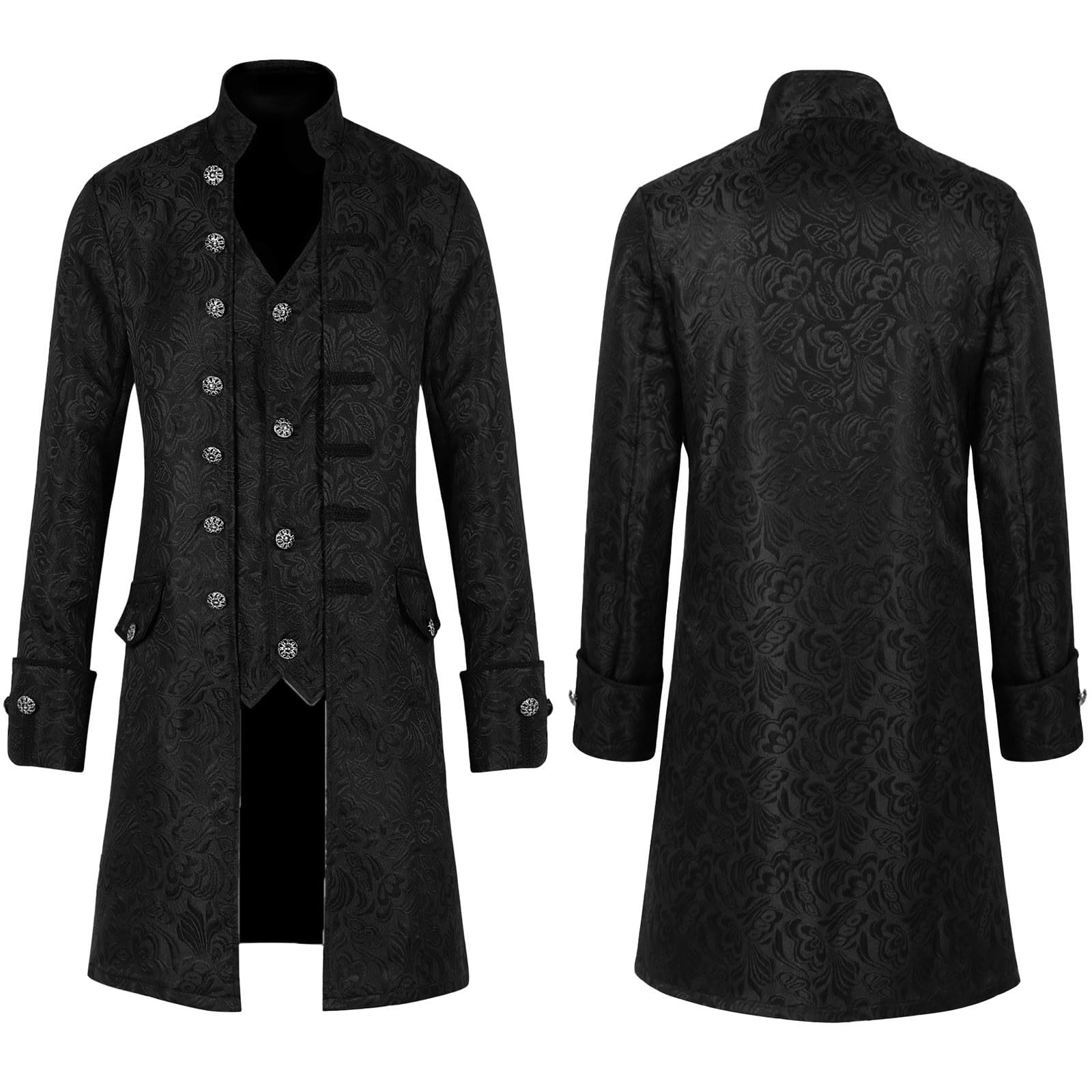 Steampunk Kostüm Herren, Gothic-Jacke Für Herren, Smoking Herren Mittelalter Kleidung Herren Frack Jacke Steampunk Mantel Gothic Vikings Gehrock Viktorianisches Kostüm Herren Karneval Kostüm Herren