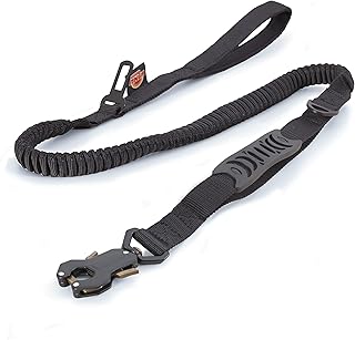 VANU CAMPERS® 2-in-1 Hundeleine mit Autosicherheitsgurt, Bungee Leine kurz 1,4M mit gepolsterten Hauptgriff und Verkehrsgriff, Hund im Auto anschnallen, STVO-konform, robust & hochwertig in schwarz product image