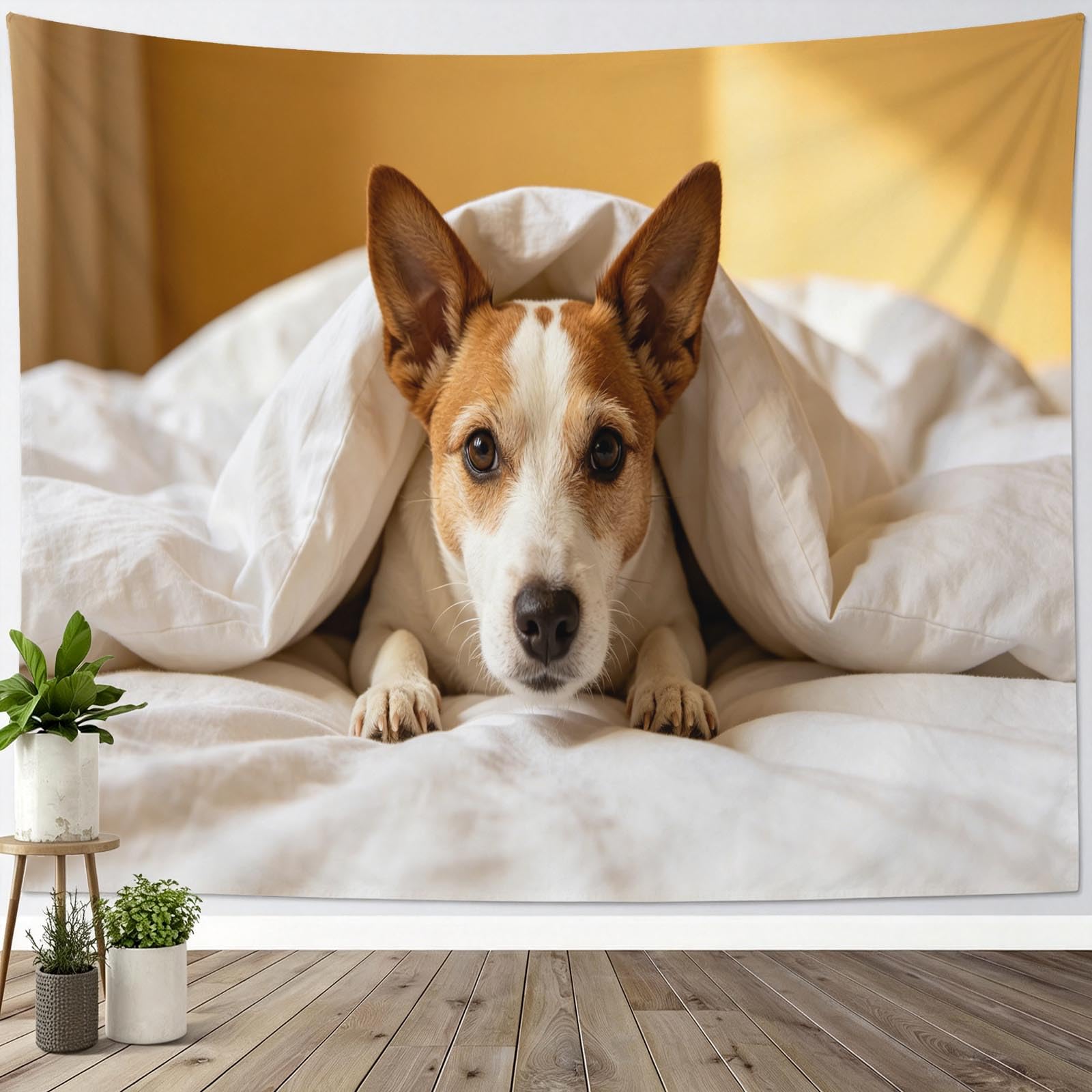 Arazzo da Parete Cane Sotto Coperta in Tessuto, 240x260 cm