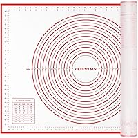 GREENRAIN Extra Thick Silicone Pastry Mat XXL 24x32 Non-Stick Baking Mat with Measurements for Dough Rolling, Pie Crust, Sourdough Bread - Red
