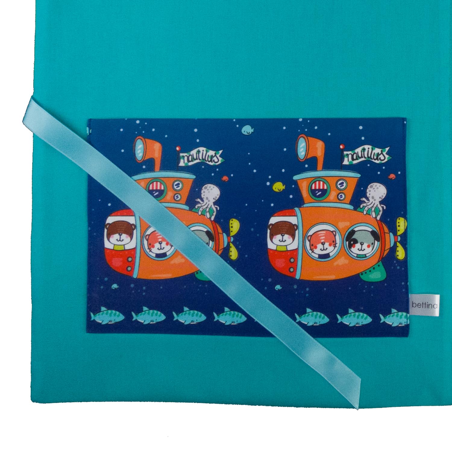 bettina bruder - Sammelmappe DIN A3 - innen 30 Sichthüllen - U-Boot Tiere maritim blau orange türkis bunt