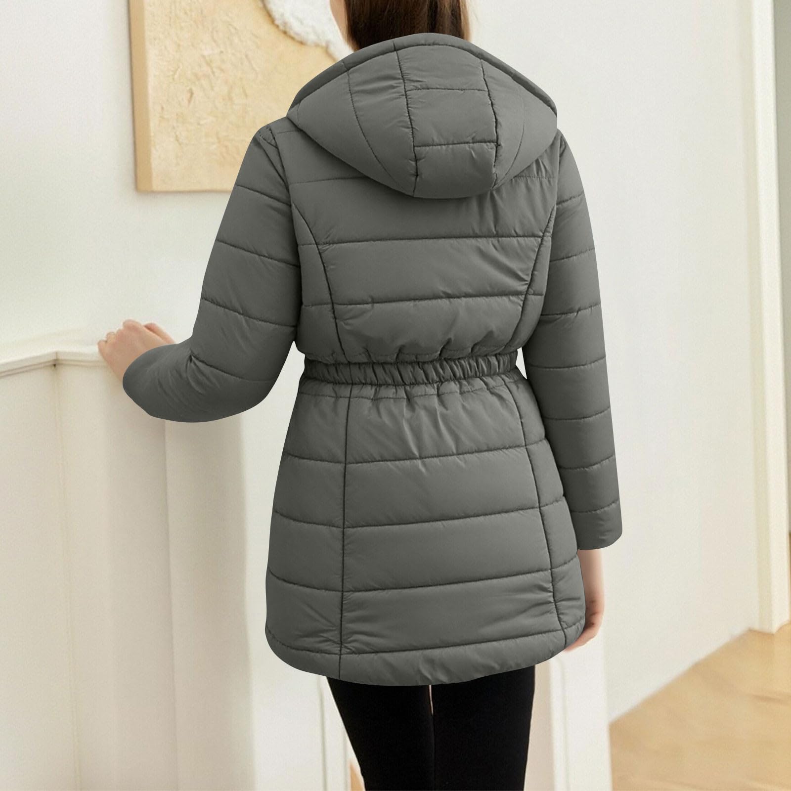 HAOLEI Abrigo Parka Invierno Mujer de Forro Polar Chaqueta Acolchado Termica de Cremallera Largo con Capucha Cálido Parka a Prueba de Viento Cazadora Invierno para Mujer Gruesa Gabardina Cortavientos
